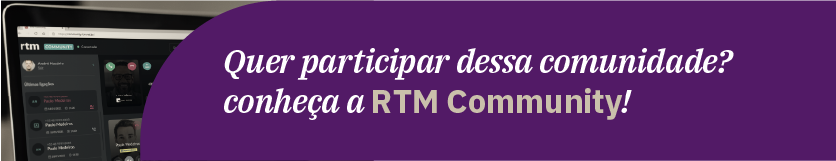Banner da RTM Community, solução de comunicação entre traders.